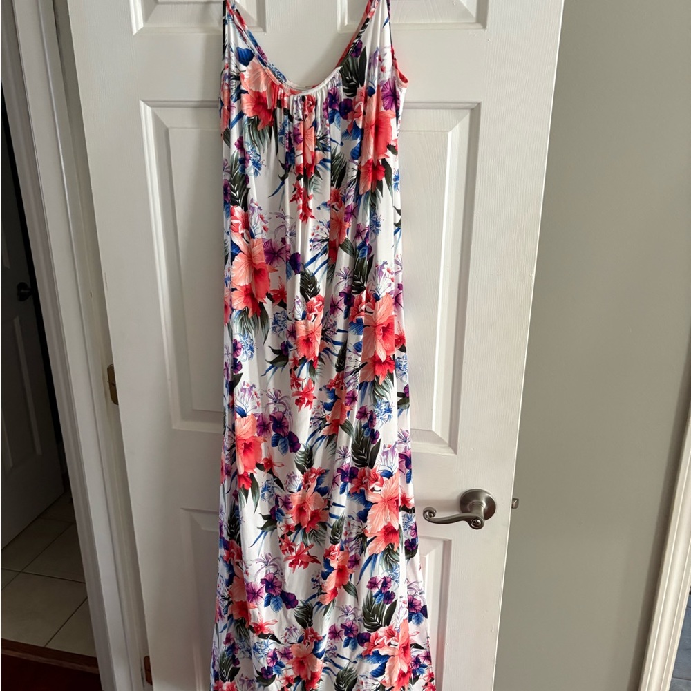 Tommy Bahama Floral Maxi Dress - White, Pink, Purple